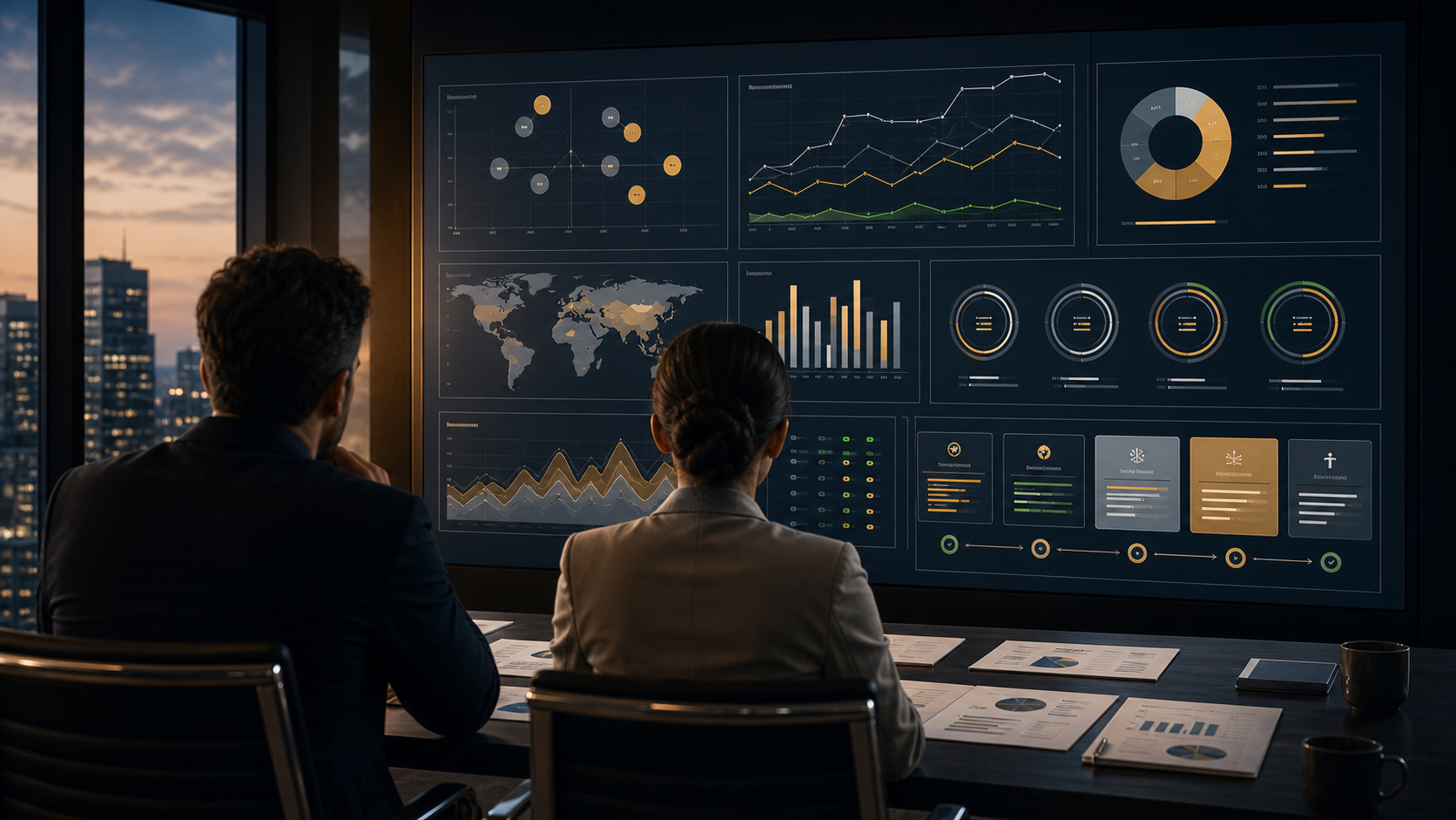 Executive dashboard for competitor analysis, financial trends, and business decision-making
